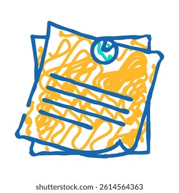 sticky note pin list doodle icon sketch vector. sticky note pin list sign. isolated symbol illustration