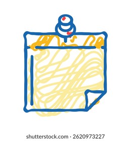 Vector de dibujo de icono de doodle de lista de pines de nota adhesiva. signo de lista de pines de nota adhesiva. ilustración de símbolo aislado