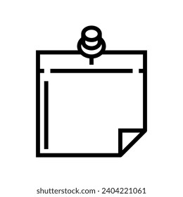 sticky note pin list line icon vector. sticky note pin list sign. isolated contour symbol black illustration