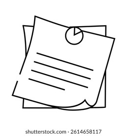 sticky note pin list line icon vector. sticky note pin list sign. isolated contour symbol black illustration