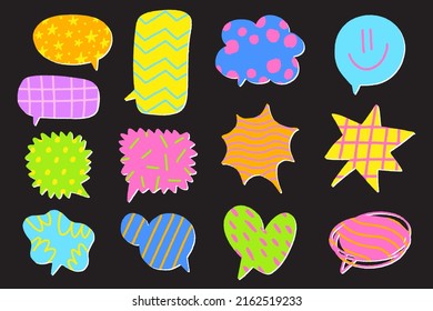 Sticky Note Post it Word Speech Comic Bubble Abstract Pattern Paper Sticker Notebook Shadow Magnet Paper Colorful Abstract Pattern Scrapbook Vector Card Set Element Text Illustration Black Background