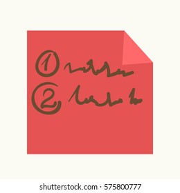 Sticky Note oder Erinnerung mit gebogener Eckschale. Vektor-Klebstoff-Nachricht Memo Vektorsymbol