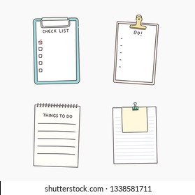 sticky note, reminder, to do list in doodle style doodle isolated on white background. Hand drawn style vector design illustrations.