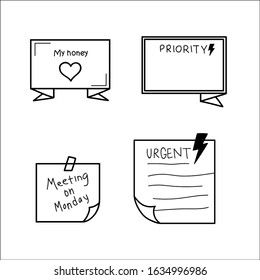 sticky note, reminder, to do list in doodle style.
