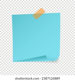 Sticky note with shadow isolated on transparent background. - Vector.