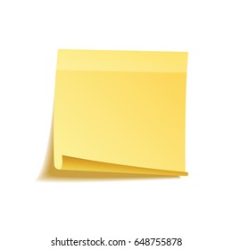 Sticky note with shadow isolated on transparent background. Yellow paper. Message on notepaper.Reminder. Vector illustration.