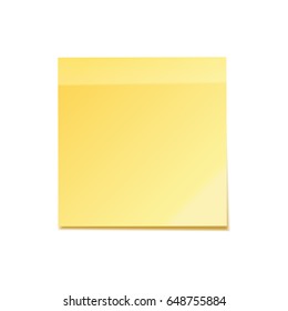 Sticky note with shadow isolated on transparent background. Yellow paper. Message on notepaper.Reminder. Vector illustration.