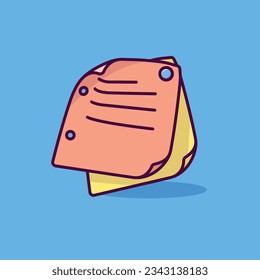 Sticky note simple cartoon vector illustration object office concept icon isolated