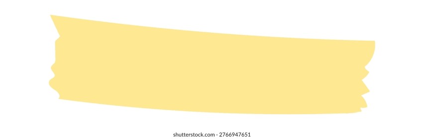Sticky note strip with torn tape edges and rough brush stroke texture on blank background. Symbol of reminder, memo, notice, and highlight for organization and planning. Cartoon vector illustration.