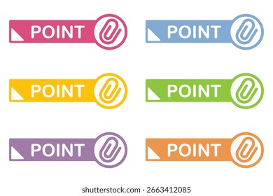 Sticky note style illustration material: point, important, mark, file, clip, attention, caution
