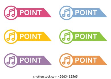 Material de ilustración de estilo de nota adhesiva: punto, importante, marca, juego, música, atención, precaución