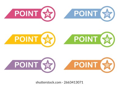 Sticky note style illustration material: point, important, mark, star, light, attention, caution