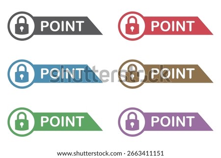 Sticky note style illustration material: point, important, mark, key, lock, attention, caution
