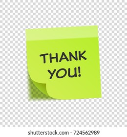 Sticky note with text and shadow isolated on transparent background set. Green paper. Message on notepaper.Reminder. Vector illustration.
