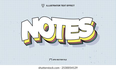 Sticky Note text style, Paper editable text effect