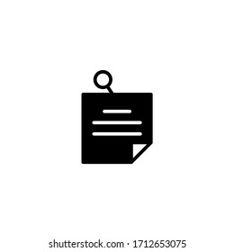 Sticky Note Vektorillustration Symbol auf schwarz-solidem, flachem Design Symbol einzeln auf weißem Hintergrund