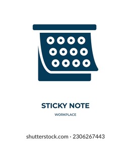 icono del vector de nota pegajosa. nota adhesiva, nota, íconos rellenos de papel del concepto de lugar de trabajo plano. Icono de glifo negro aislado, elemento de símbolo de ilustración vectorial para diseño web y aplicaciones móviles