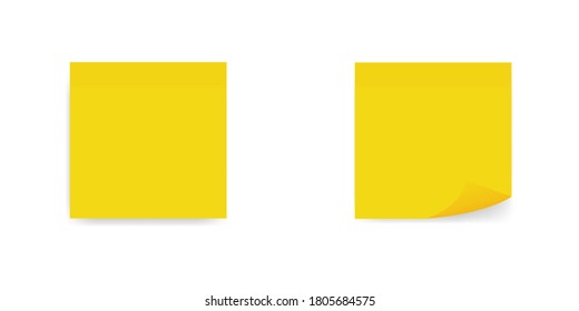 Sticky note yellow colors on white background.Realystic set sticky note , vector icon. Collection of yellow sheets of note papers.10 eps