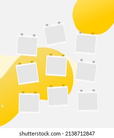 Sticky Note or Yellow Photo Frame Vector Template for Album or Timeline Image Business Brainstorming