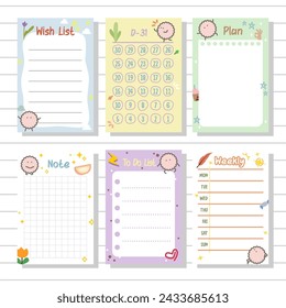 sticky notepads, to do list and weekly collection set