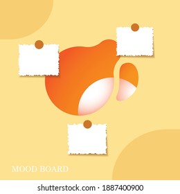 Sticky notes abstract minimalistic style palette, pastel round orange shades color mood board template. Modern brand design . Decorative vector collage composition for presentation and photo frame 