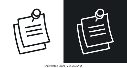 Sticky notes black and white icon.