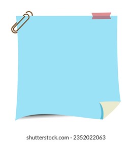 Sticky notes blank paper post memo message . Empty banner for old looking design of label, text header, title, calligraphy or lettering. Useful pretty tool, illustration in doodle style.