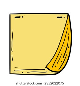 Sticky notes blank paper post memo message . Empty banner for old looking design of label, text header, title, calligraphy or lettering. Useful pretty tool, illustration in doodle style.