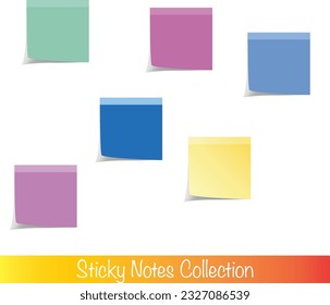 Sticky notes collection illustrations, design with colors