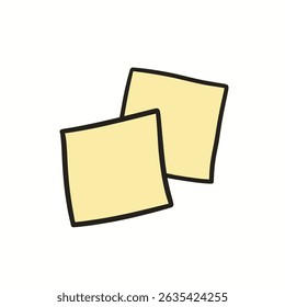 Sticky notes display overlapping squares on blank background