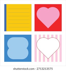 Paquete de marco de notas adhesivas – Corazones pastel y etiquetas decorativas en blanco