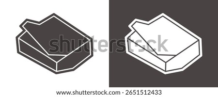 Sticky Notes Icon in Black Filled and White Filled Cutout Style