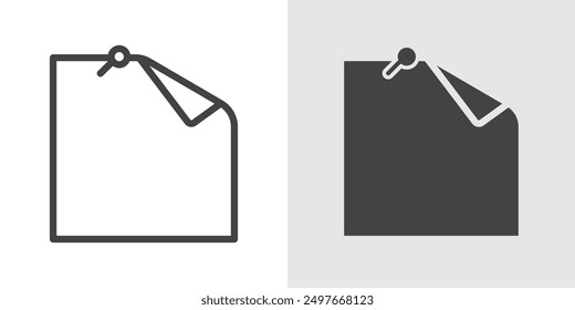 Sticky notes icon Black line art vector logo set