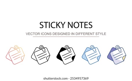 Sticky Notes icon design with white background stock illustration