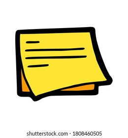 Icono de notas pegajosas con estilo dibujado a mano. Ilustración vectorial de notas. Ilustración de concepto de materia estudiantil