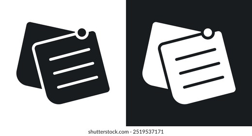 Sticky notes icon icons in black and white filled style