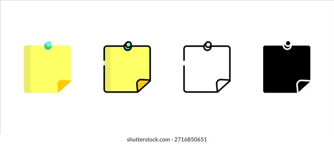 Conjunto de iconos de notas adhesivas para recordatorios de oficina
