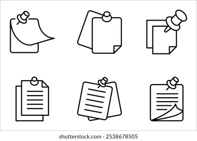 sticky notes icon set. Thin linear sticky notes vector illustration on white background