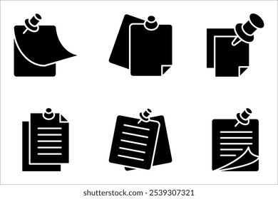 sticky notes icon set. Thin linear sticky notes vector illustration on white background