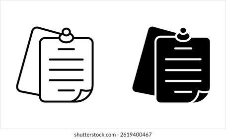 sticky notes icon set. Thin linear sticky notes vector illustration on white background.