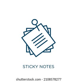 Sticky Notes Icon. Thin Linear Sticky Notes Outline Icon Isolated On White Background. Line Vector Sticky Notes Sign, Symbol For Web And Mobile