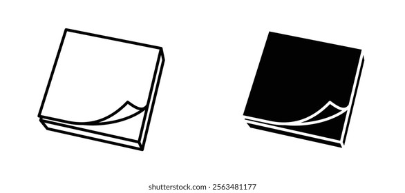 Sticky notes icons in outline and fill. vector illustration for ui.