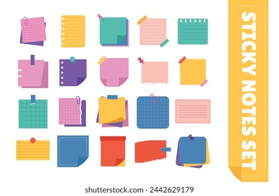 Sticky Notes Illustration Vector Set