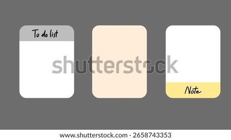 Sticky Notes and Labels Collection with pin and post it, on gray background, Notepaper meeting reminder, Flat Modern design , illustration Vector EPS 10 