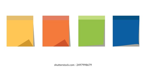 sticky notes and Multicolor post notes with isolated on transparent background. blank Colored sticky, Multicolor post notes collection with curled corners and shadows style. Vector illustration.