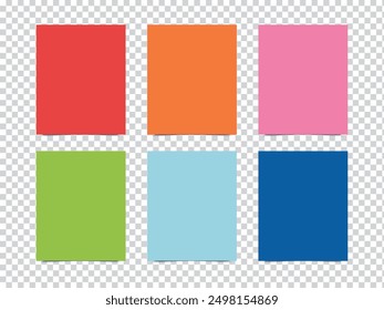 sticky notes and Multicolor post it notes with isolated on transparent background. blank Colored sticky, Multicolor post notes collection with curled corners and shadows style. Vector illustration