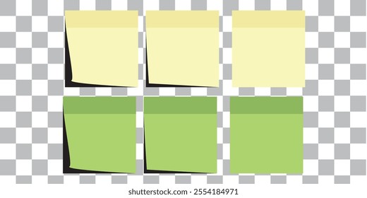 sticky notes and Multicolor post notes with isolated on transparent background. blank Colored sticky, Multicolor post notes collection with curled corners and shadows style. Vector illustration. 333