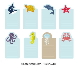 Sticky Notes Notepad with sea and ocean animals