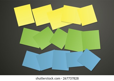 Sticky notes on blackboard. EPS10 vector file.