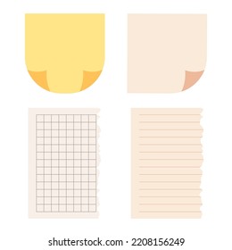 Sticky notes, paper sheets, graph pad, notebook, rules textbook sheets, stickers for a corkboard or desk organizer. Save the date set. Vector illustration.